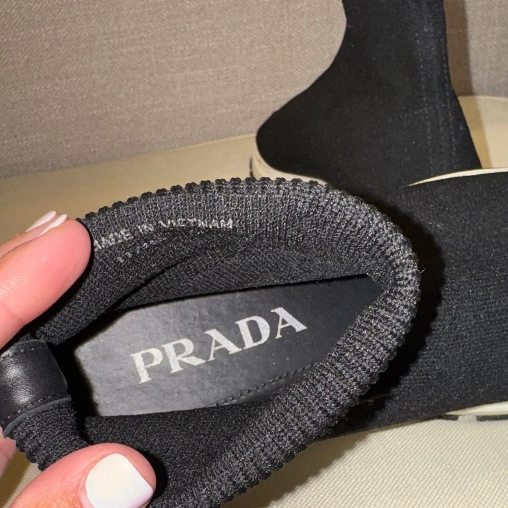 Prada Women's Black and White Sock Sneakers - Picture 4 of 6